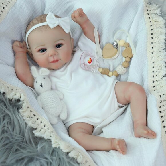 🆕18 Inch Realistic Cloth Body With Vinyl Limbs Baby Doll with Accessories - Picture 8 of 16